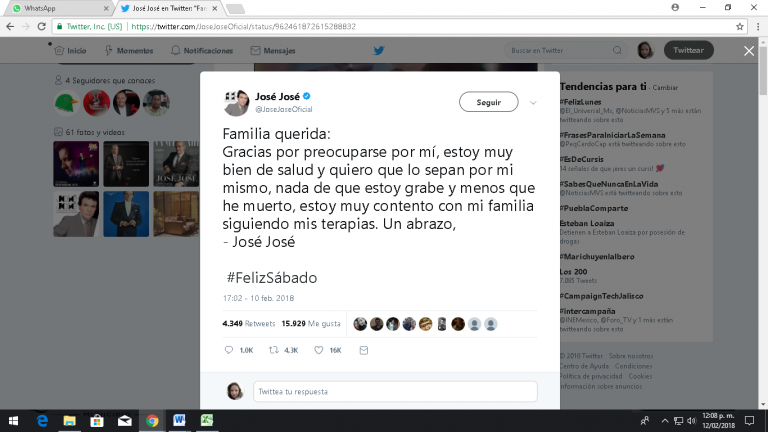 El príncipe de la canción desmiente los rumores sobre su muerte.