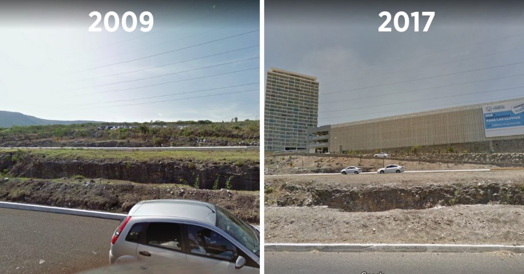 Estacionamiento de Centro Cívico, Querétaro. Imágenes Google Maps.