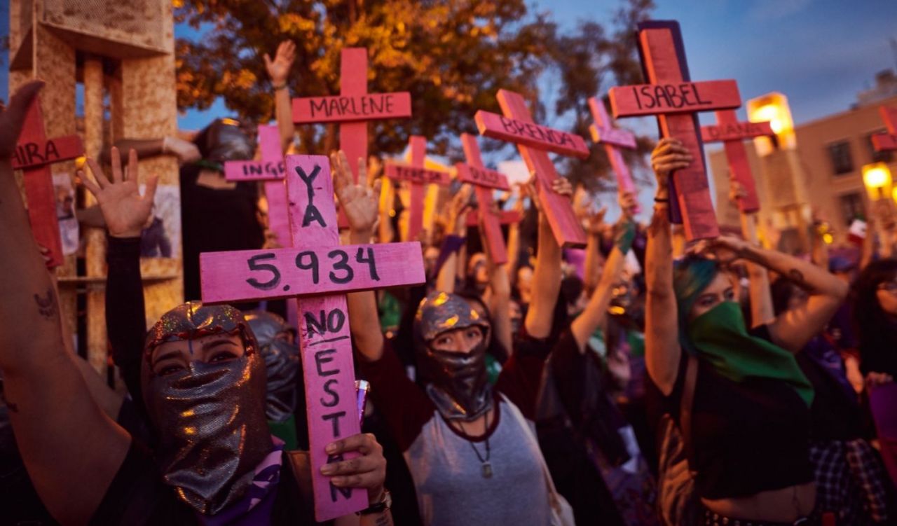 Protesta contra feminicidios en México