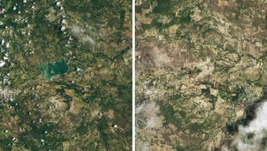 Imágenes de la NASA de la presa de Cerro Prieto desde el espacio.