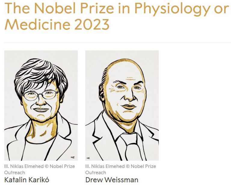 Karikó y Weissman. Foto: nobelprize.org