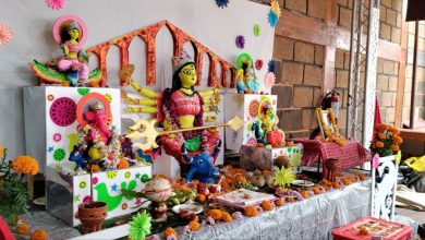 Altar a la diosa Durga con el acueducto de Querétaro. Foto: UpDate México.