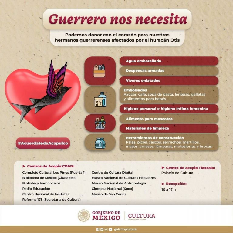 Se solicitan donaciones para damnificados en Acapulco. Foto: Gobierno de México.