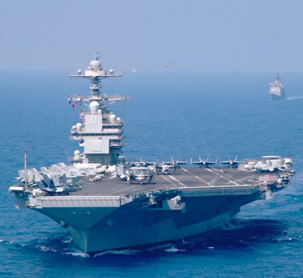 Portaaviones estadounidense USS Gerald R. Ford. Foto: X.