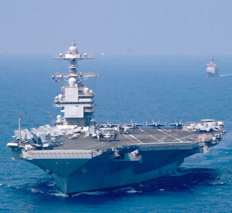 Portaaviones estadounidense USS Gerald R. Ford. Foto: X.