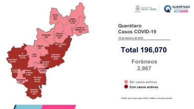 Mapa de casos de COVID-19 en Querétaro