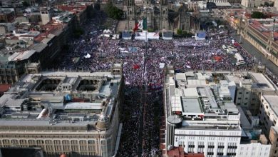 Vista del Zócalo en inicio de campaña de Claudia Sheinbaum